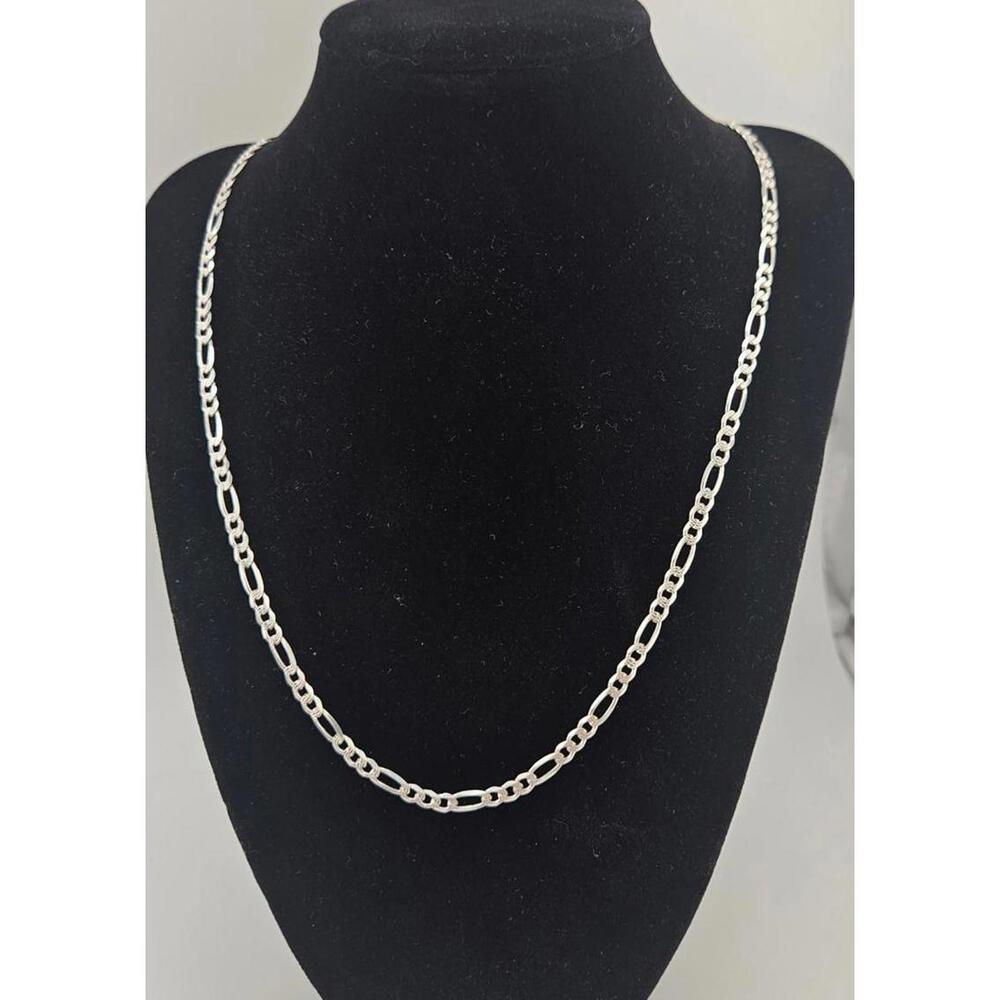 20in Sterling Silver 3.7mm Diamond Cut Figaro Necklace Chain - Picture 3 of 12